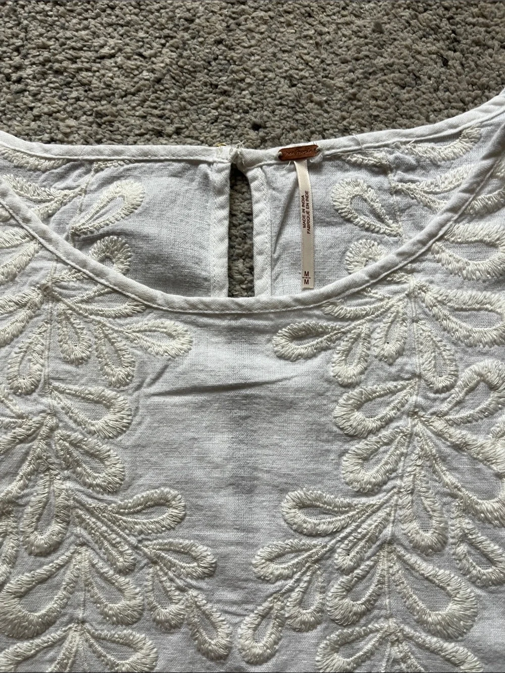 Free People White Oleander Cropped Eyelet Blouse Size Medium